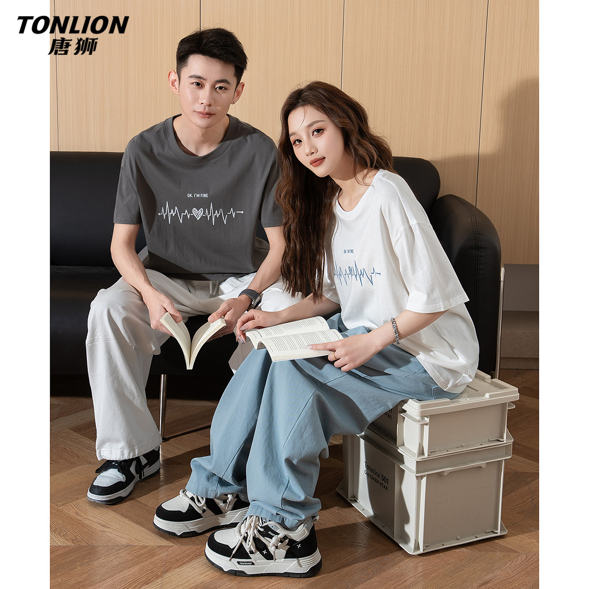 唐狮春夏季新款情侣短袖T恤宽松休闲百搭白色打底短袖休闲宽松