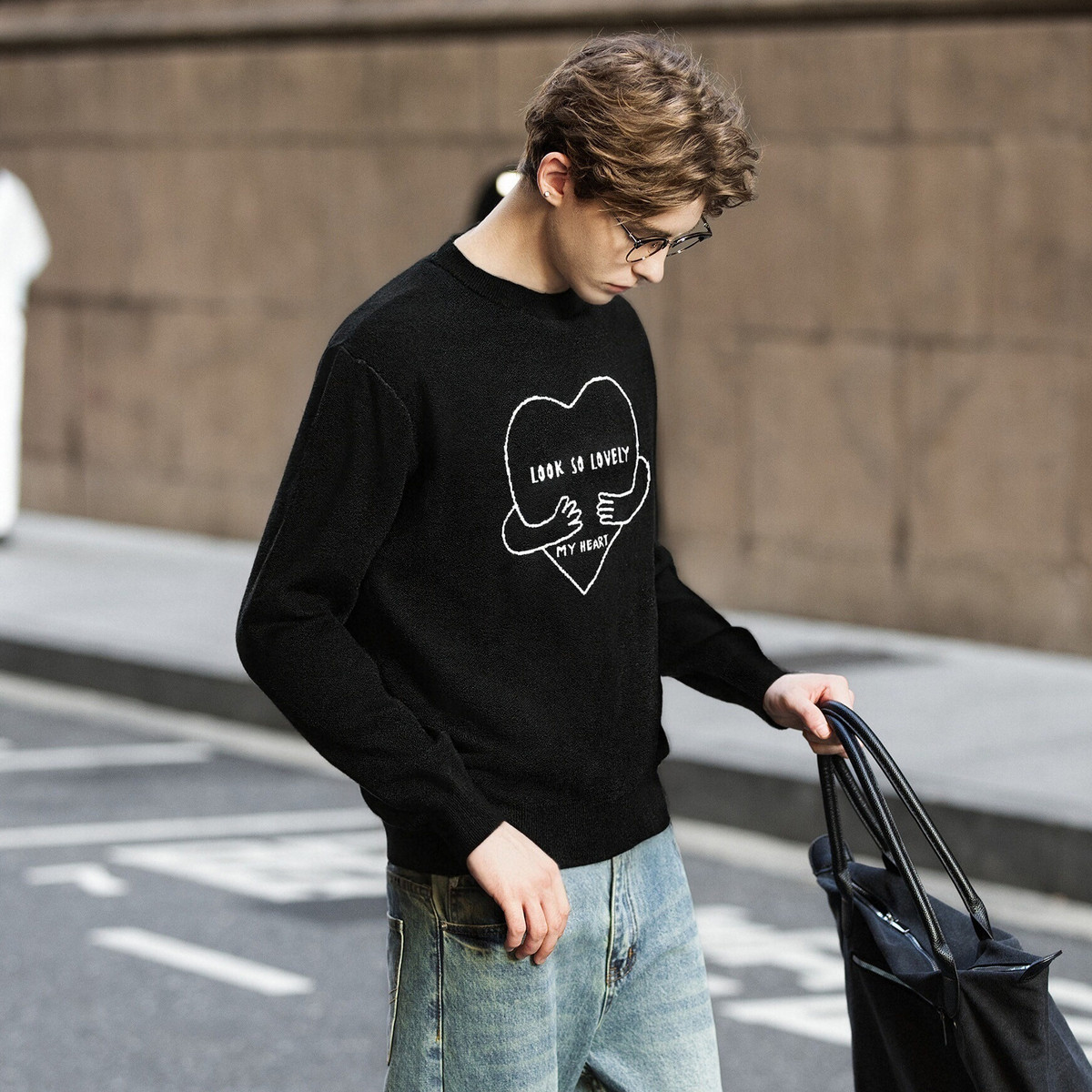 唐狮秋冬男圆领前胸大图案毛线衫高级设计感百搭休闲男毛衣TMTA,男装,针织衫/毛衣,淘宝优惠券,粉丝福利购,淘宝优惠卷