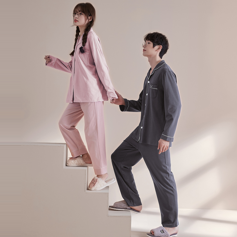 唐狮简约情侣装睡衣男女薄款春秋