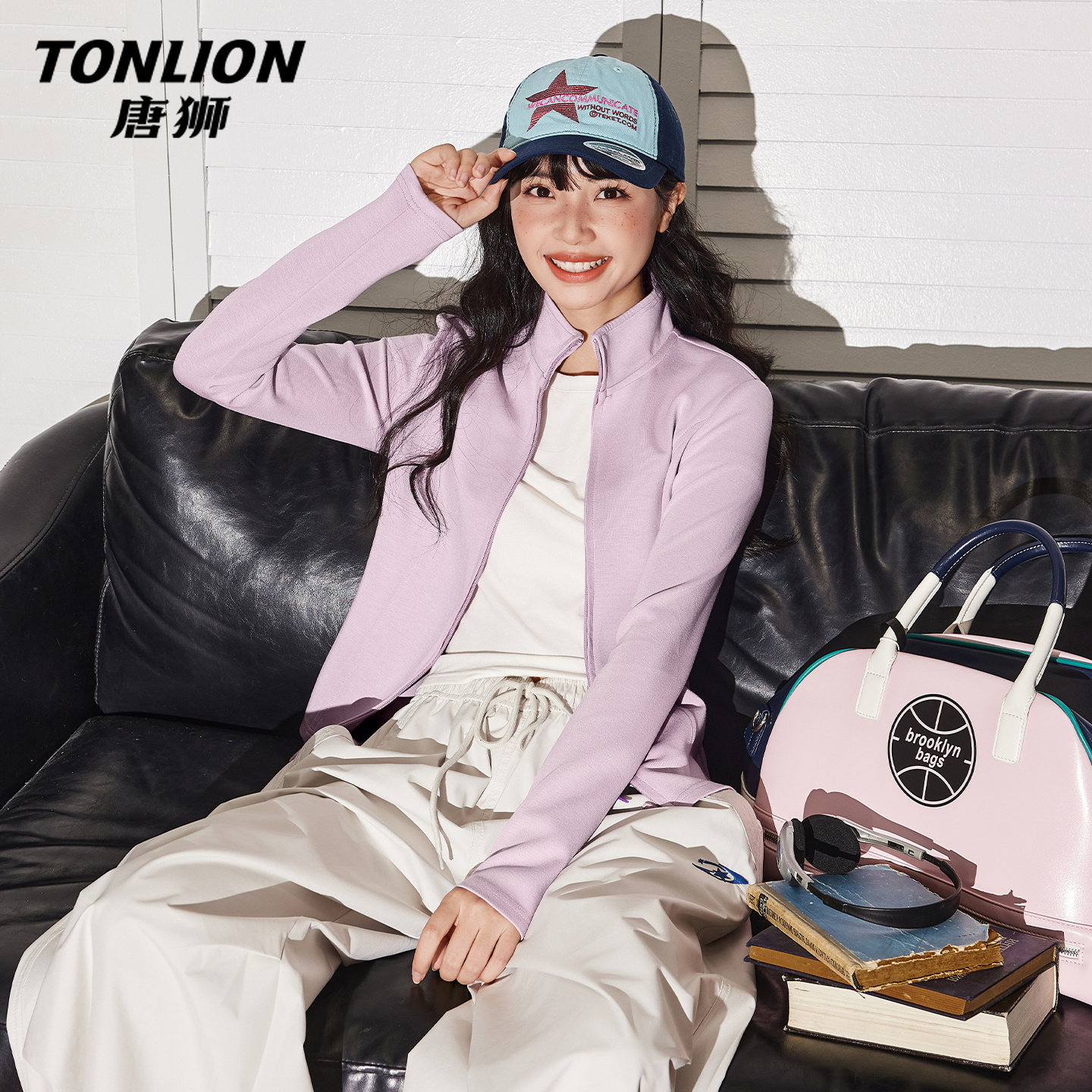 唐狮紫色立领外套女春秋款2026新款小个子修身显瘦短款开衫上衣V