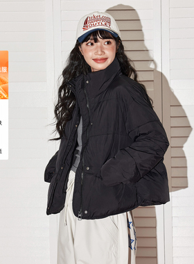 唐狮黑色棉服女款2026新款爆款保暖连帽棉袄夹棉冬季保暖女外套VB