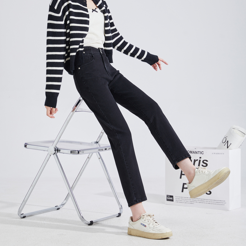 唐狮女牛仔裤高腰修身弹力秋季新