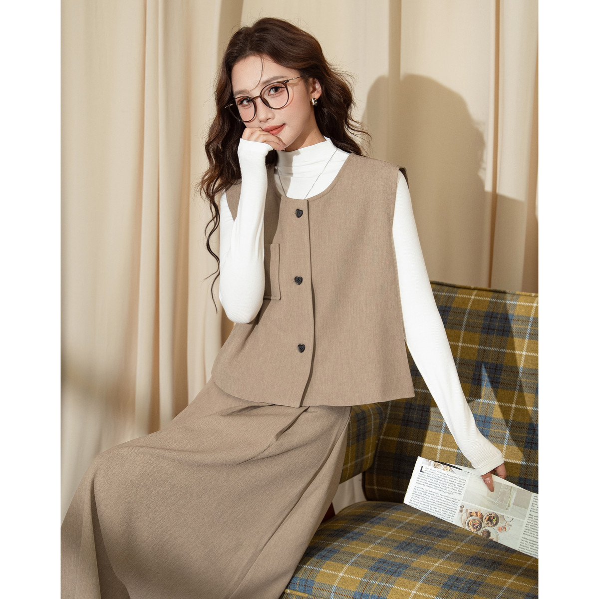 唐狮秋季套装女减龄高级感小香风马甲上下两件套小个子气质潮TM,女装/女士精品,时尚套装,淘宝优惠券,粉丝福利购,淘宝优惠卷