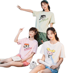 唐狮睡裙睡衣短袖套装飞天小女警系列夏季遛弯可外穿家居服女新品