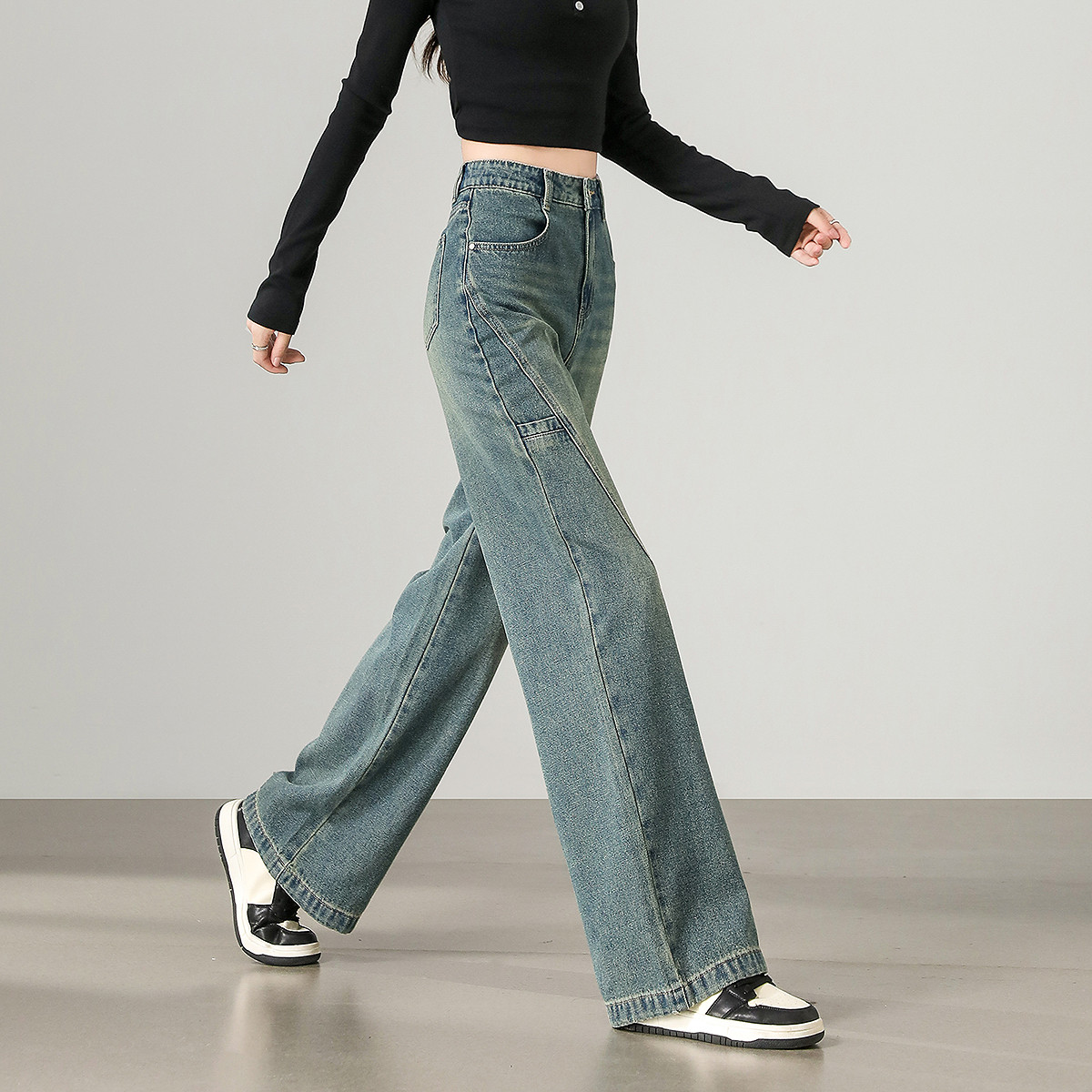 唐狮秋冬季新款牛仔裤女工装宽松时尚潮流潮酷设计感阔腿裤子TUTA,女装/女士精品,牛仔裤,淘宝优惠券,粉丝福利购,淘宝优惠卷