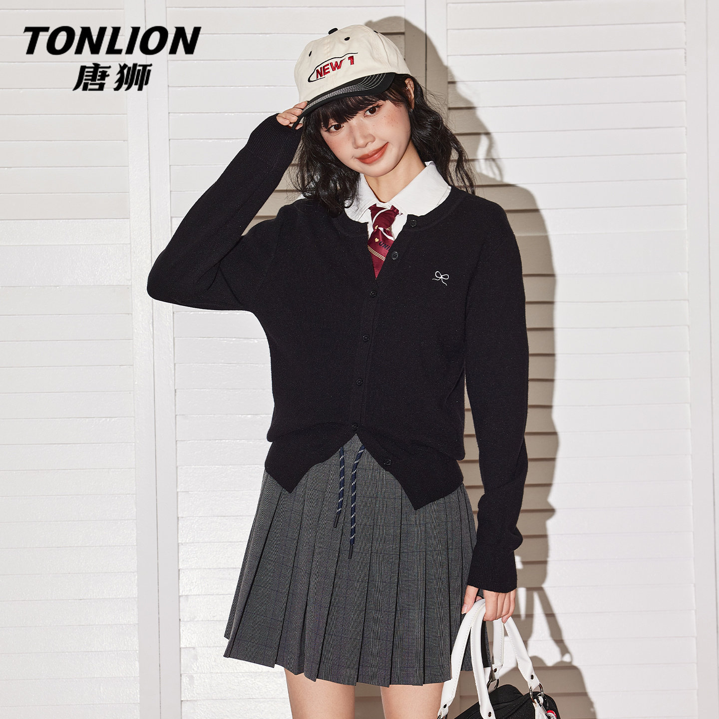 唐狮官方圆领针织开衫女2026新款春秋款小个子修身外穿毛衣外套V