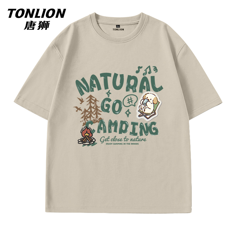 唐狮男士高级感痞帅短袖纯棉夏季