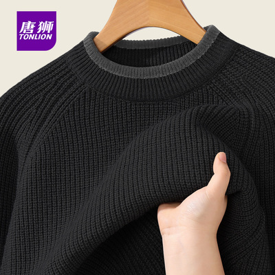 唐狮官方重磅条纹毛衣男款