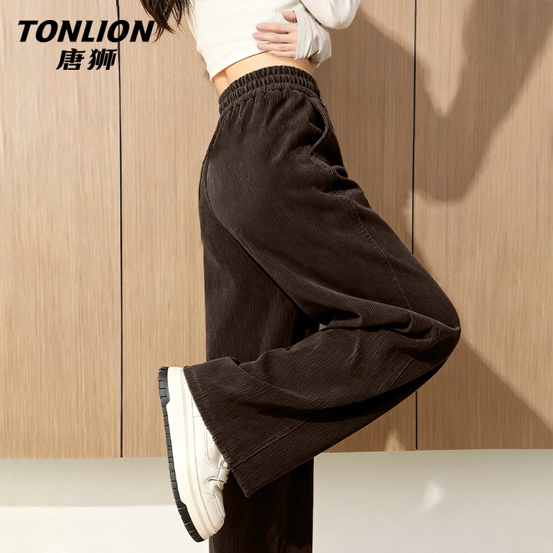 唐狮加绒阔腿裤女2025新款冬季