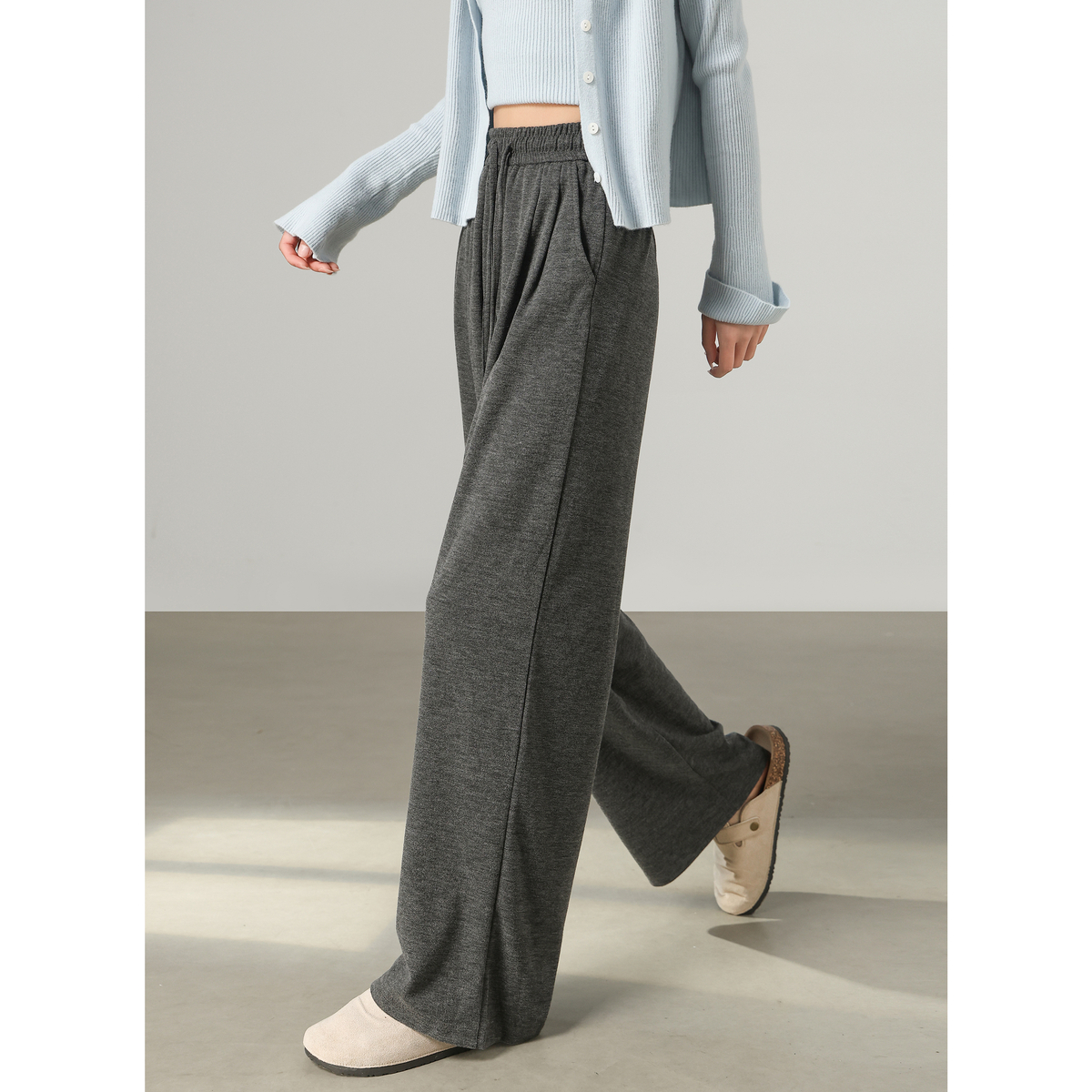 唐狮秋冬女糯米阔腿裤高级感显高