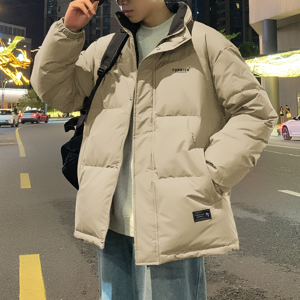 唐狮冬季新款男士羽绒服立领短款