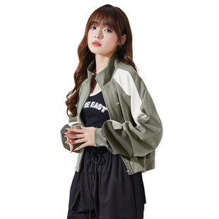 唐狮棒球服女ins潮短外套秋季新美式复古秋冬加厚夹克上衣