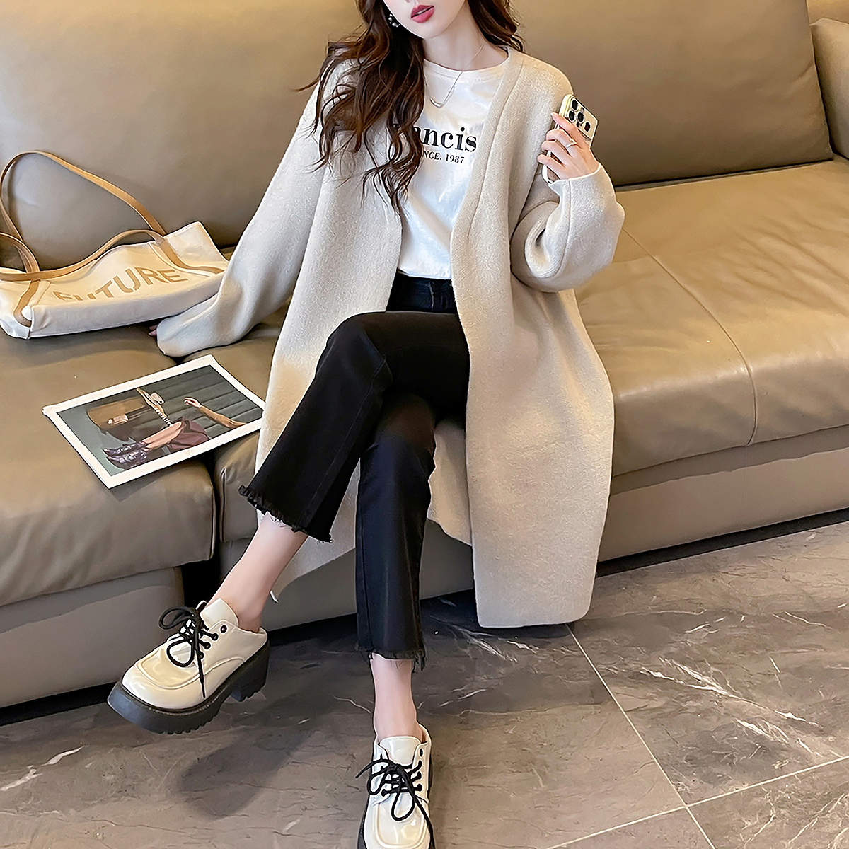 唐狮秋冬毛衣女慵懒简约百搭宽松