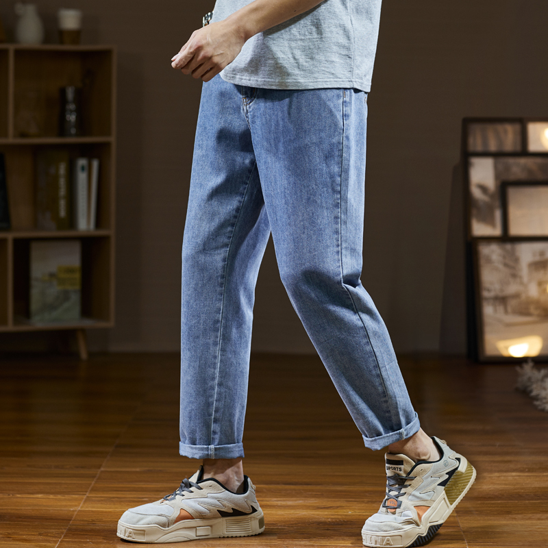 唐狮冰丝牛仔长裤男士夏季薄款浅