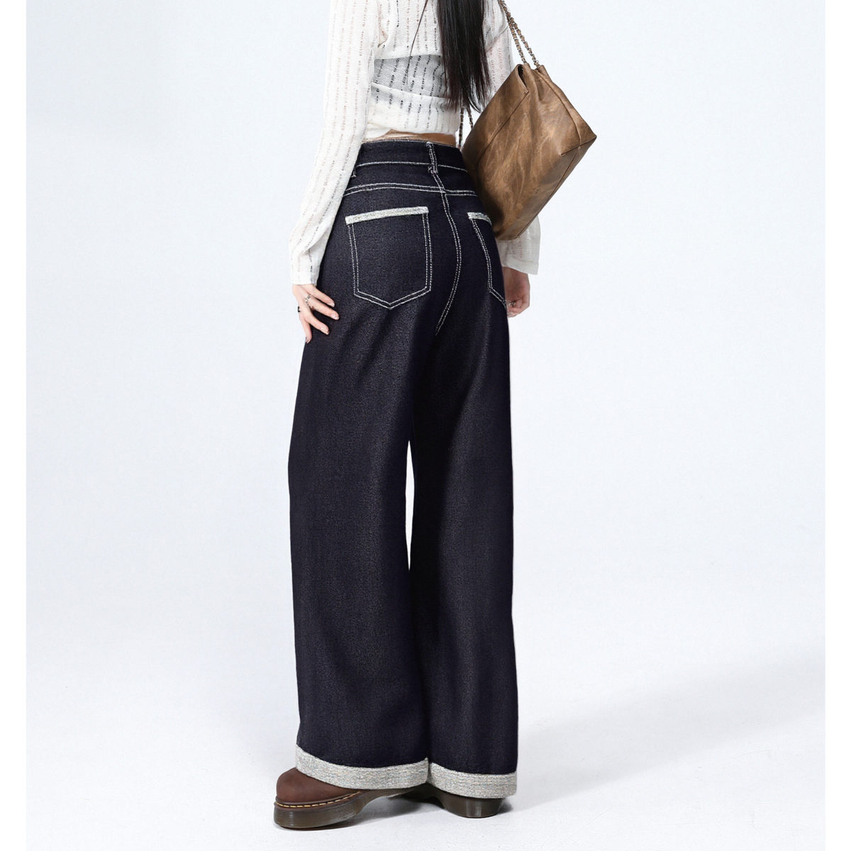 唐狮秋冬季阔腿牛仔长裤女直筒裤