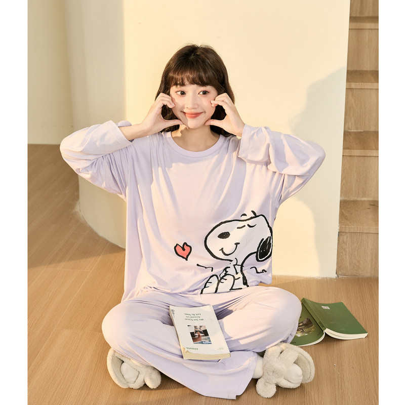 唐狮情侣睡衣女春秋季史努比长袖休闲高级感家居服套装可外穿TD