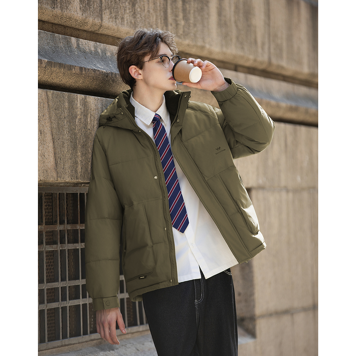 唐狮秋冬季短款棉衣男连帽简约设计时尚百搭潮流面包服保暖TUTA