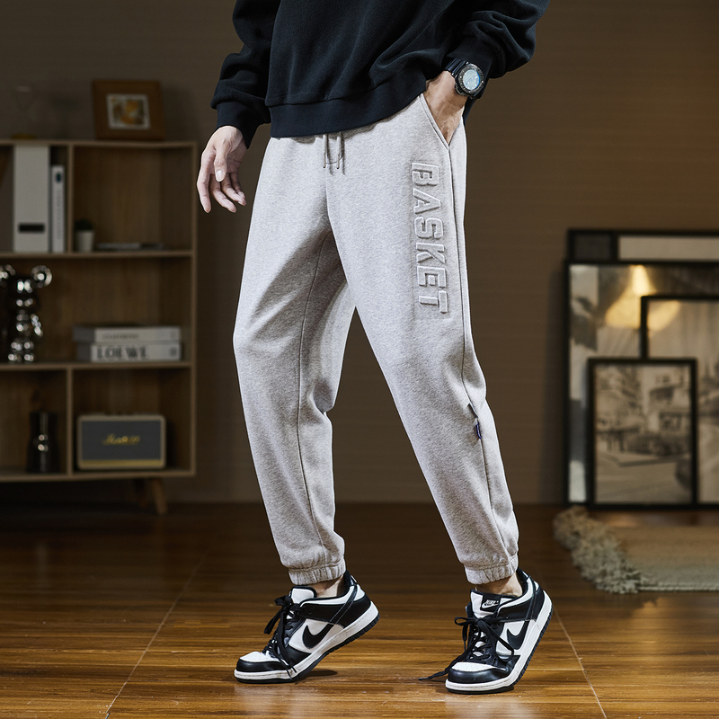 唐狮基本运动裤男士束脚裤秋季针