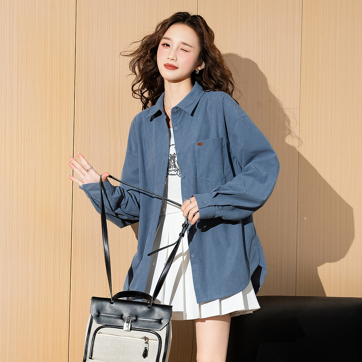 唐狮春秋新款长袖衬衫女春秋薄款