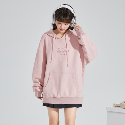 唐狮春季新款连帽卫衣女美拉德刺