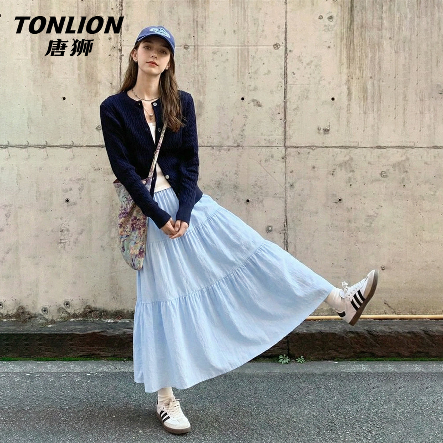 唐狮官方法式蛋糕裙女半身裙2026新款春夏大裙摆伞裙气质蓬蓬裙V