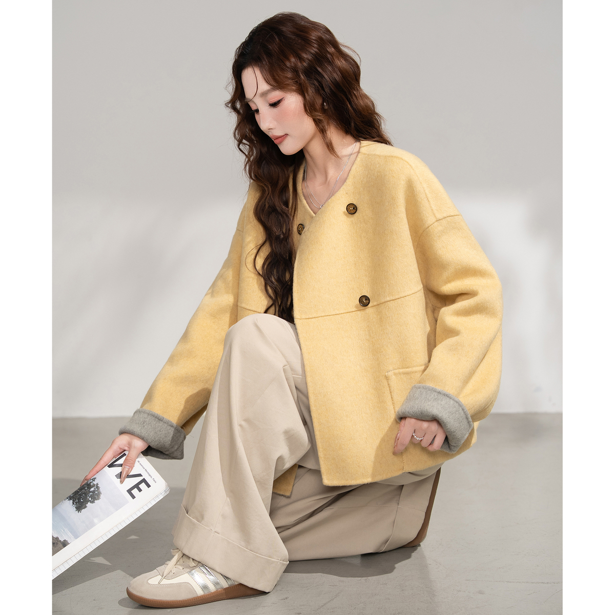 唐狮秋冬季女休闲呢大衣短款时尚