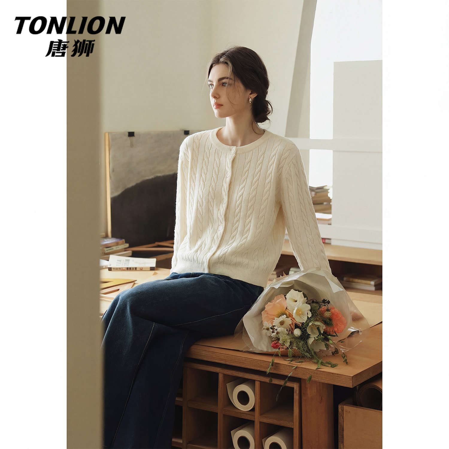 唐狮官方麻花毛衣外套女2026新款春季小香风针织衫短款开衫上衣VC