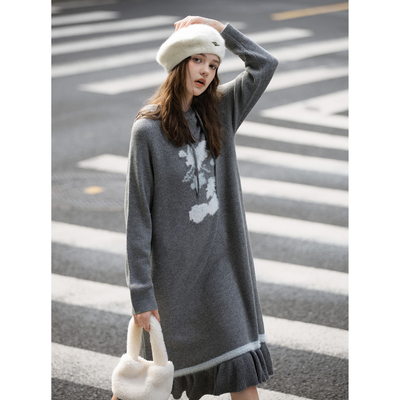 唐狮秋冬连衣裙女长袖甜美风宽松