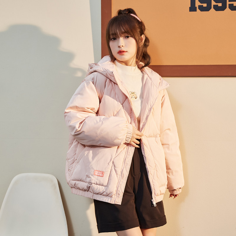 唐狮冬季连帽羽绒服女装外套加厚宽松保暖衣服休闲运动防寒防寒潮