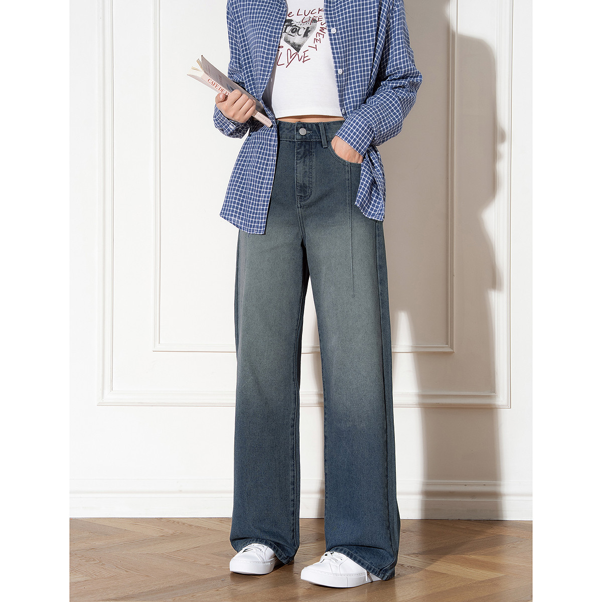 唐狮春秋牛仔长裤休闲百搭女士牛仔裤直筒长裤高级今年流行爆款TU