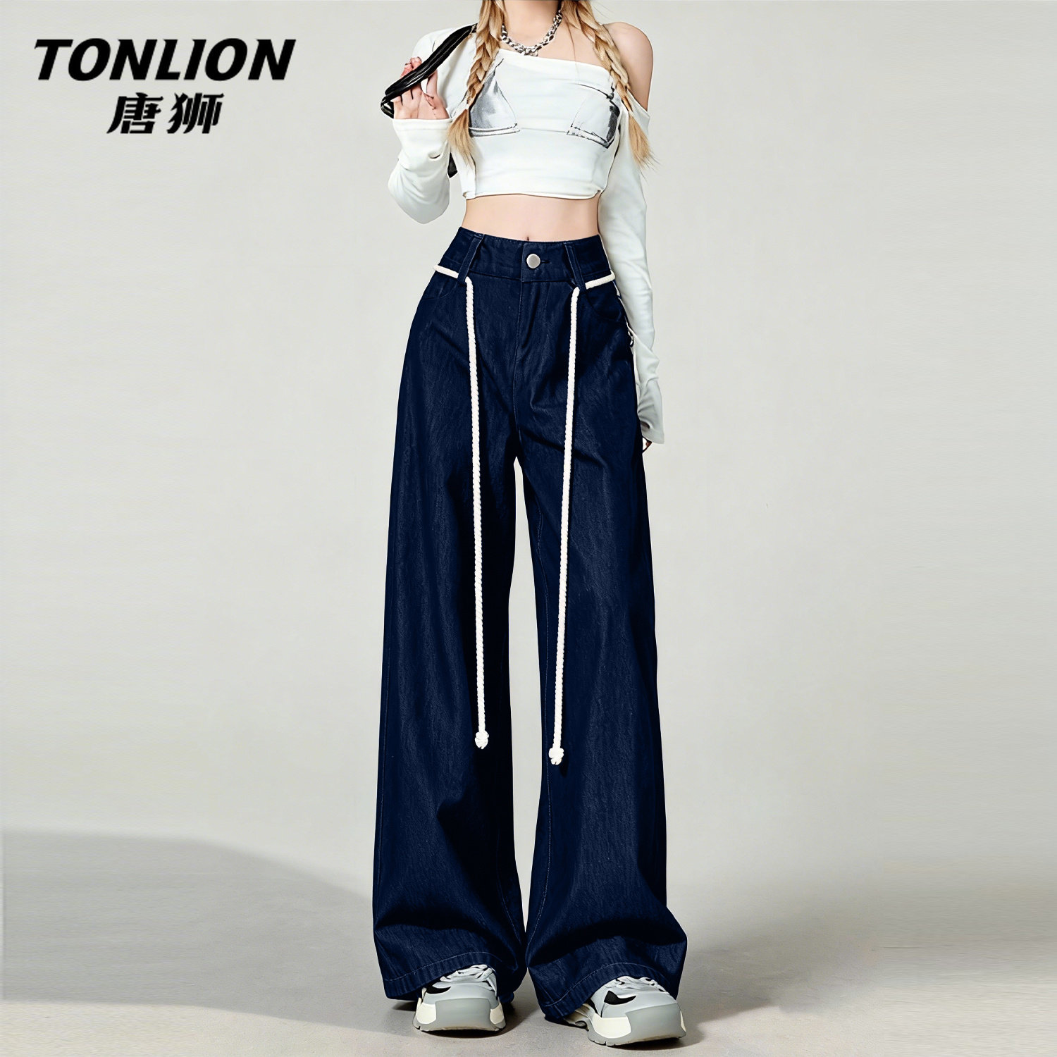 唐狮官方阔腿牛仔裤女2026新款春秋款女士高腰显瘦直筒休闲裤子VB,女装/女士精品,牛仔裤,淘宝优惠券,粉丝福利购,淘宝优惠卷