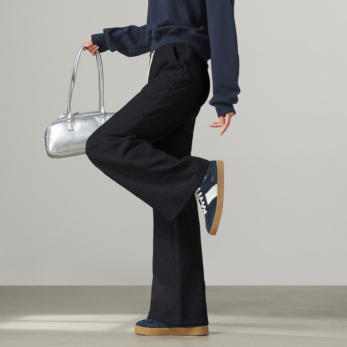 唐狮秋冬女华棉微喇裤时尚百搭简