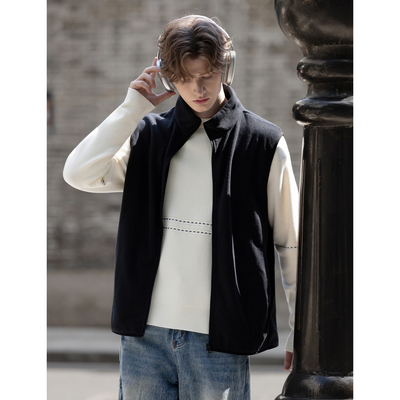 唐狮冬季男款摇粒绒马甲开衫男背心外穿内搭加厚男士上衣保暖TD