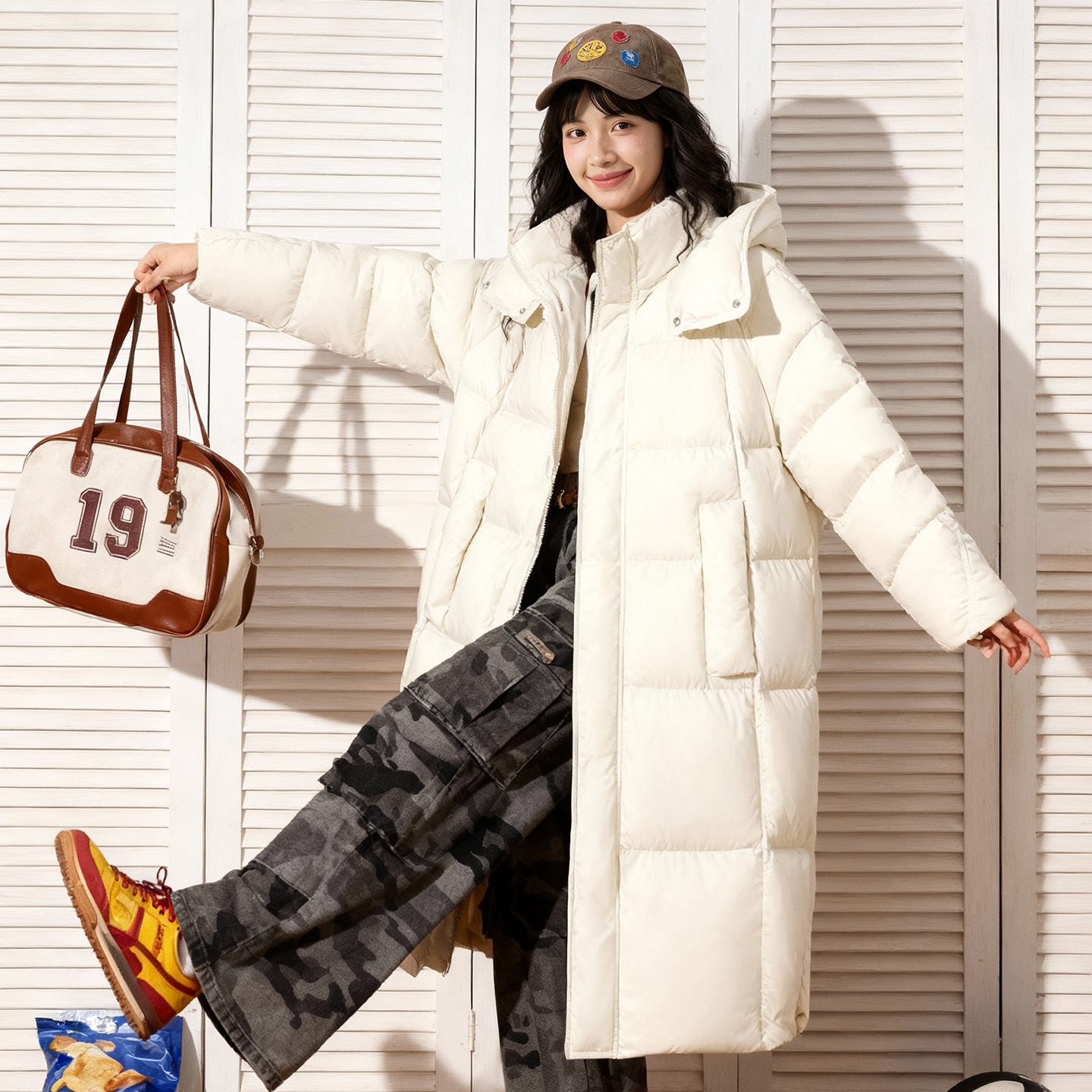 唐狮官方羽绒服女中长款2025冬季新款时尚百搭连帽保暖休闲外套VB