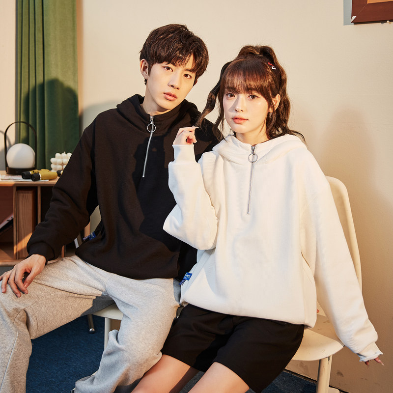 唐狮羽绒卫衣秋冬新情侣韩版连帽短卫衣小个子男女休闲羽绒服TA