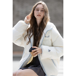 唐狮秋冬羽绒服女女前片印花连帽短羽绒服高级感减龄少女TUTA