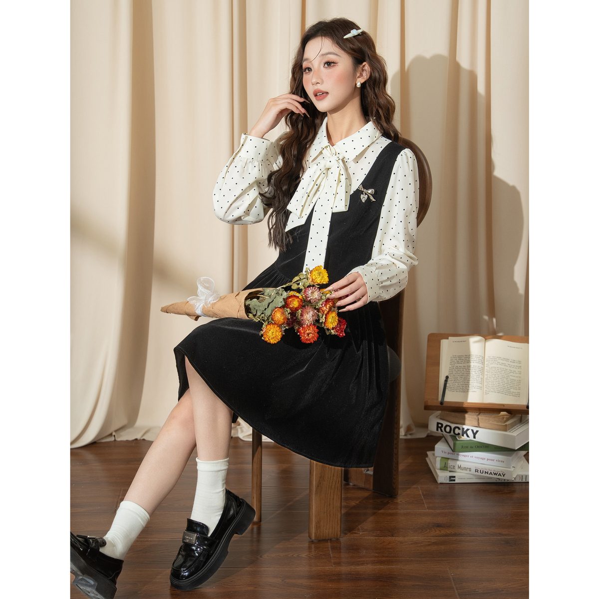 唐狮秋冬季新款连衣裙女长袖衬衫