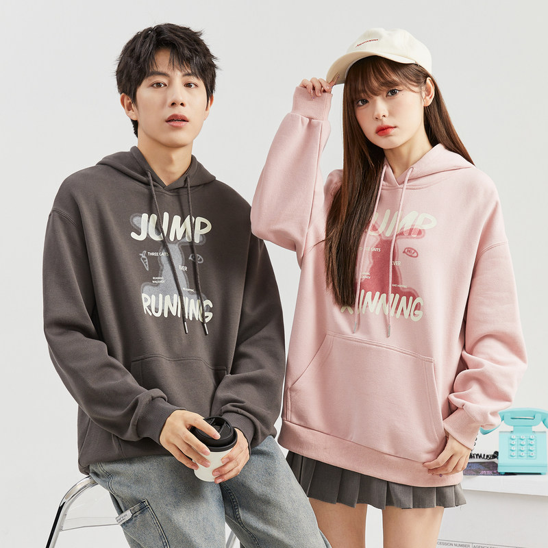 唐狮春秋冬季新款情侣卫衣男士加绒连帽衫外套女宽松上衣潮牌