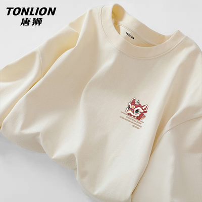 唐狮男生中国风醒狮短袖夏季