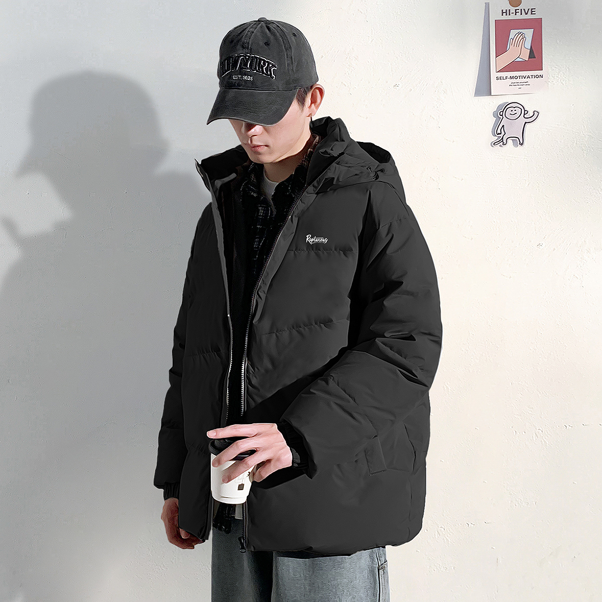 唐狮冬季新款羽绒服男装连帽加厚