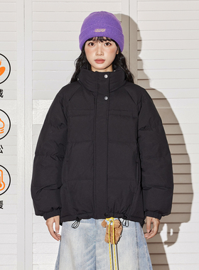 唐狮女装黑色短款羽绒服2026秋冬新款日常保暖百搭面包服女外套VB
