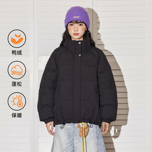 唐狮女装黑色短款羽绒服2026秋冬新款日常保暖百搭面包服女外套VB