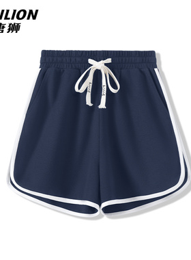 唐狮藏蓝色运动短裤女夏季2026新款辣妹热裤a字型休闲裤子女VB