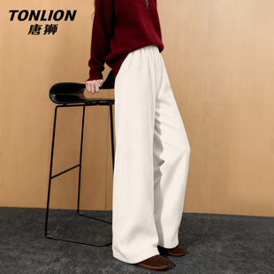 唐狮官方加厚灯芯绒裤子女2025新款冬季女款直筒保暖加绒阔腿裤VB