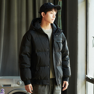 唐狮男装羽绒服连帽短款冬季新款面包服90绒工装户外加厚外