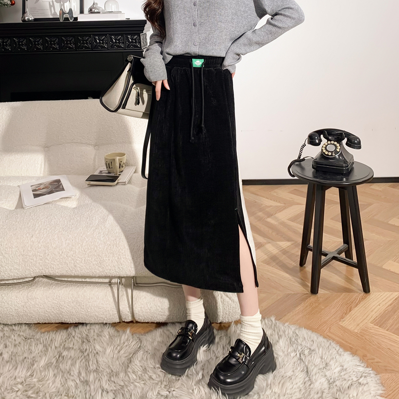 唐狮灯芯绒半身裙女秋季新款高腰