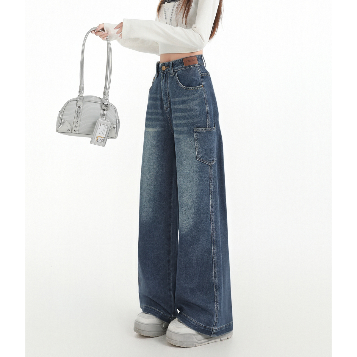 唐狮秋冬季女直筒阔腿牛仔长裤潮流百搭设计感显瘦超好看女裤TD,女装/女士精品,牛仔裤,淘宝优惠券,粉丝福利购,淘宝优惠卷