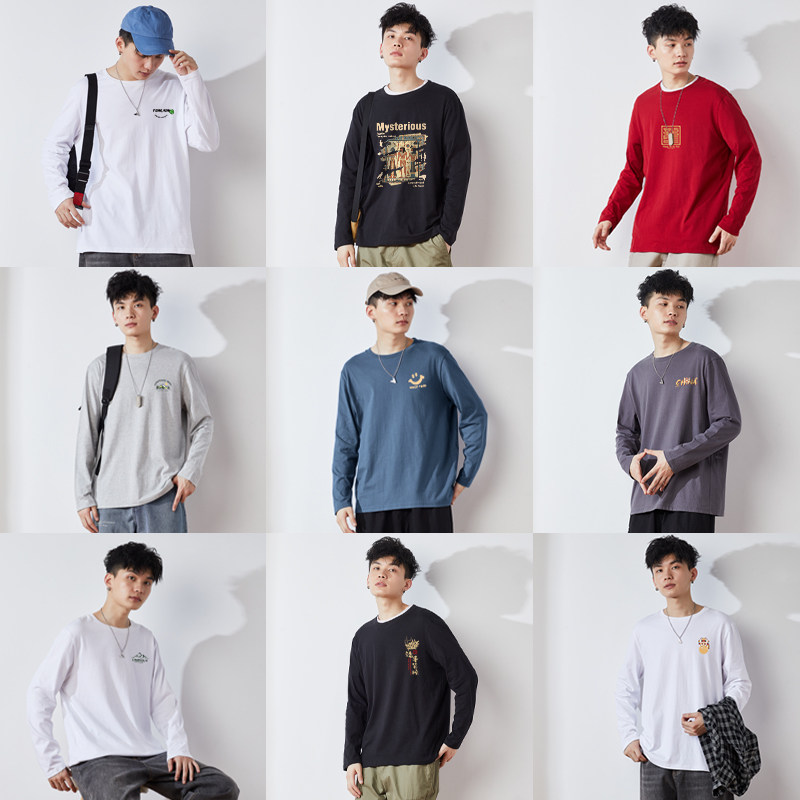 唐狮男生春秋季纯棉打底衫2026新款宽松潮流男士重磅长袖t恤男Y