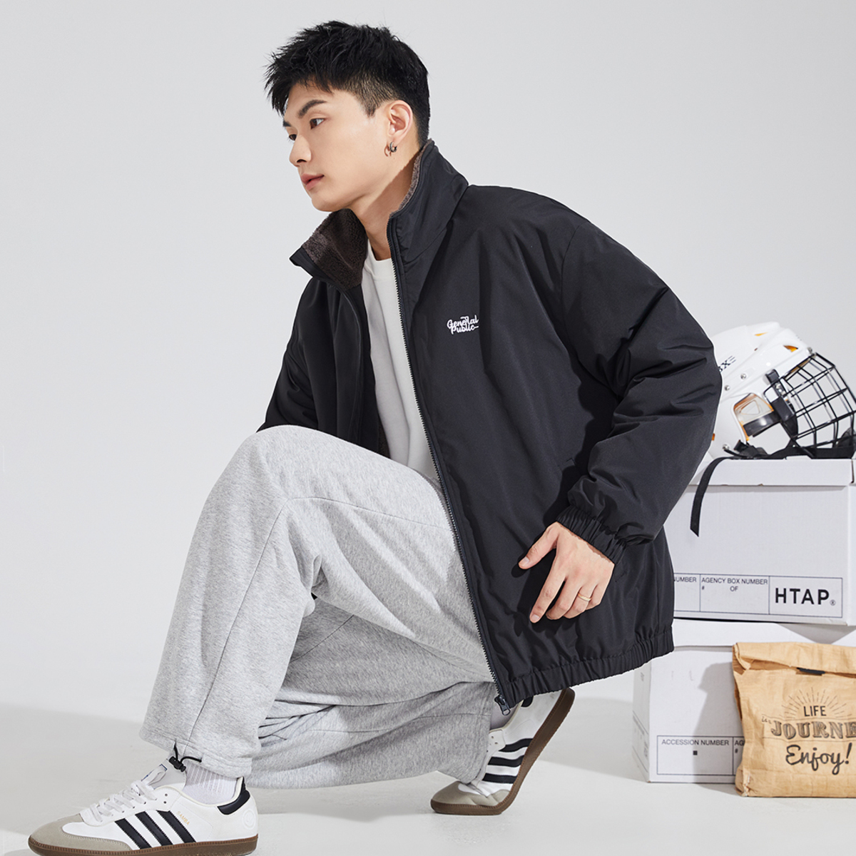 唐狮冬季新款男士棉衣休闲立领棉