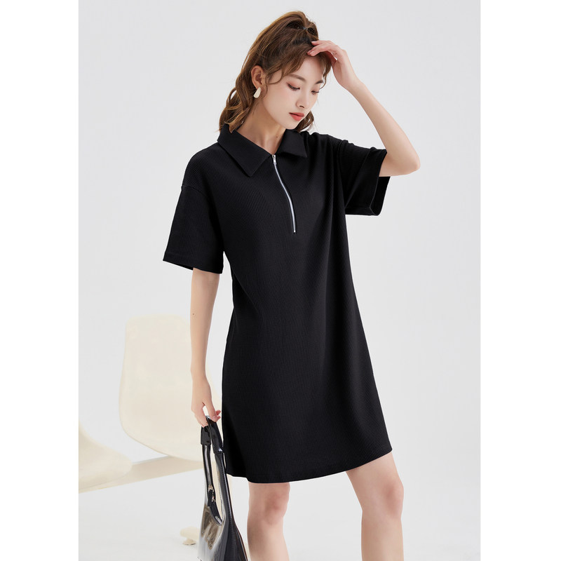 唐狮Polo连衣裙女小个子裙子女夏季小众休闲学院风气质甜美女装w